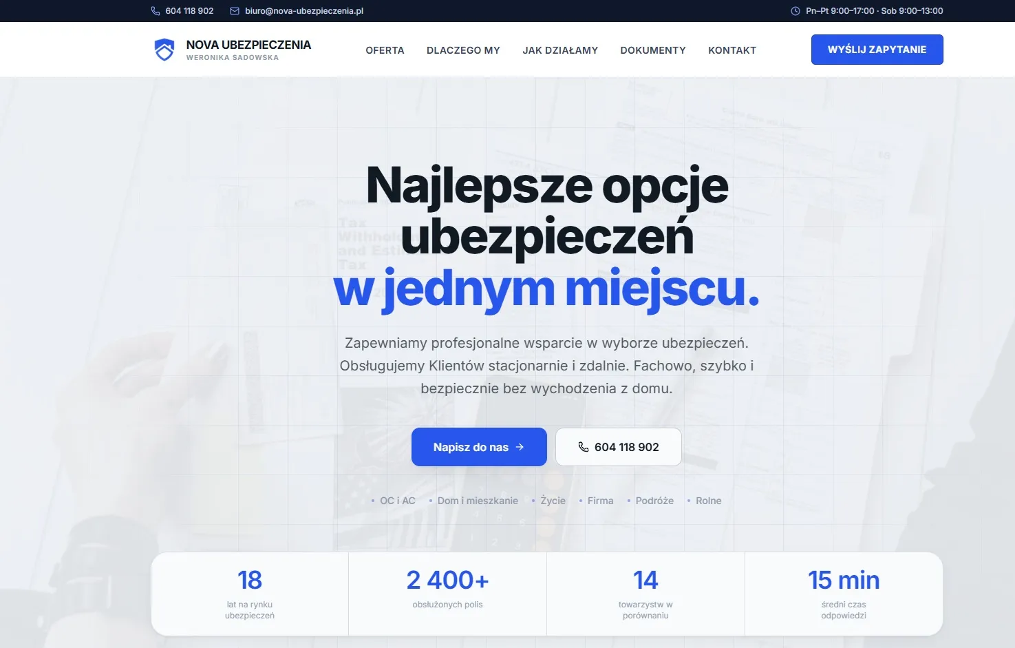 Nova Ubezpieczenia — screenshot